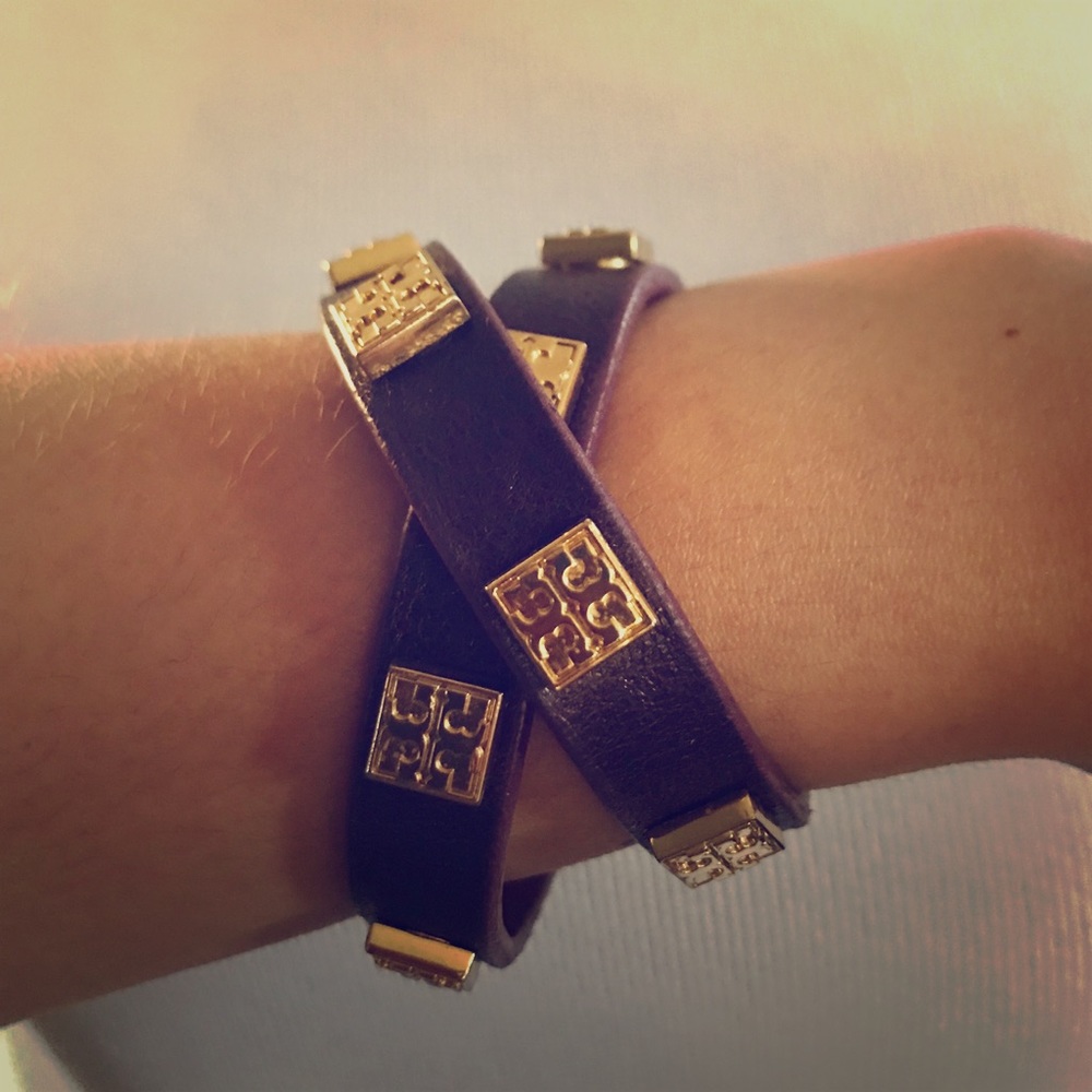 Tory Burch Double-Wrap Logo Stud Bracelet